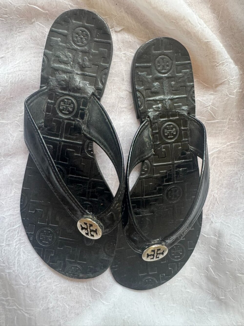 Tory Burch Thora Black Patent Leather sandals